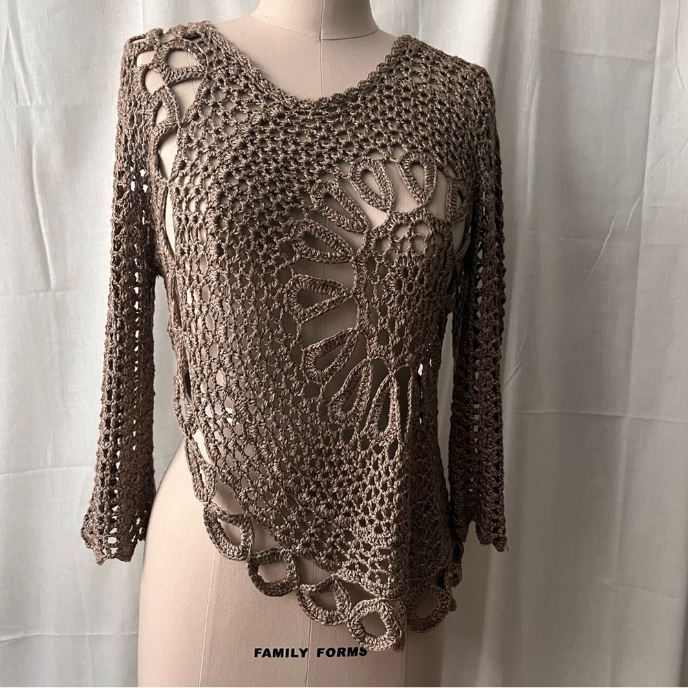 Crochet Open Knit Assymmetrical Top